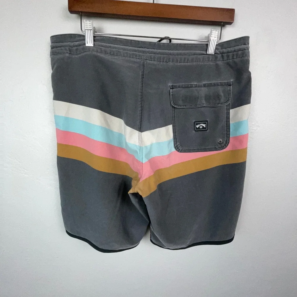 Billabong Board Shorts Men 33 Gray 73 Spinner Lo Tide Recycler Surf Swim Trunks